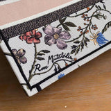 Small Book Tote Multicolor Rosa Mutabilis Embroidery M1296