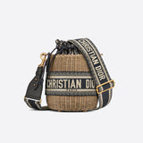 Christian   Wicker Basket Shoulder Bag Blue Oblique M7600