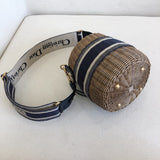 Wicker Basket Shoulder Bag Blue Oblique M7600