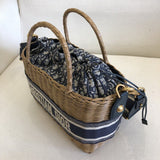 Wicker Basket Shoulder Bag Blue Oblique M7601