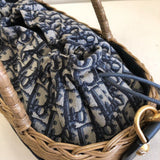 Wicker Basket Shoulder Bag Blue Oblique M7601
