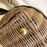 Wicker Basket Shoulder Bag Blue Oblique M7601