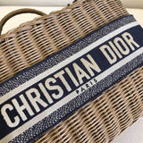 Wicker Basket Shoulder Bag Blue Oblique M7601