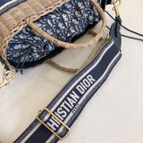 Wicker Basket Shoulder Bag Blue Oblique M7601