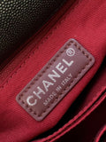 Chic Black Flap Bag with Burgundy Handle