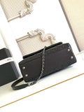 Chic Black Flap Bag with Burgundy Handle