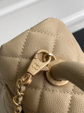 Elegant Beige Flap Bag with Handle