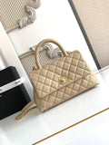 Elegant Beige CC Flap Bag with Handle