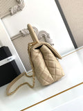 Elegant Beige Flap Bag with Handle