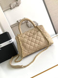 Elegant Beige Flap Bag with Handle