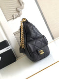 Stylish Black Handbag with Gold Hardware