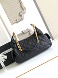 Stylish Black Handbag with Gold Hardware