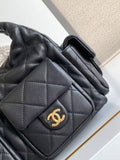 Stylish Black Handbag with Gold Hardware
