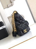 Chic Black Shoulder Bag with Metal Chain