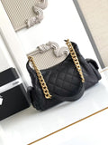 Chic Black Shoulder Bag with Metal Chain
