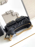 Chic Black Shoulder Bag with Metal Chain