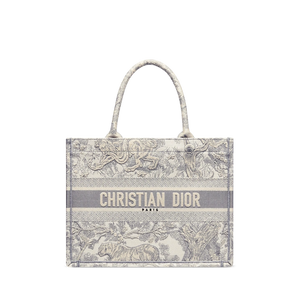 Medium Book Tote Ecru and Gray Toile de