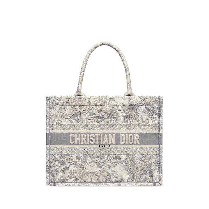 Medium Book Tote Ecru and Gray Toile de