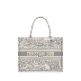 Medium Book Tote Ecru and Gray Toile de