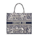 Large Book Tote Ecru and Blue Toile de Jouy