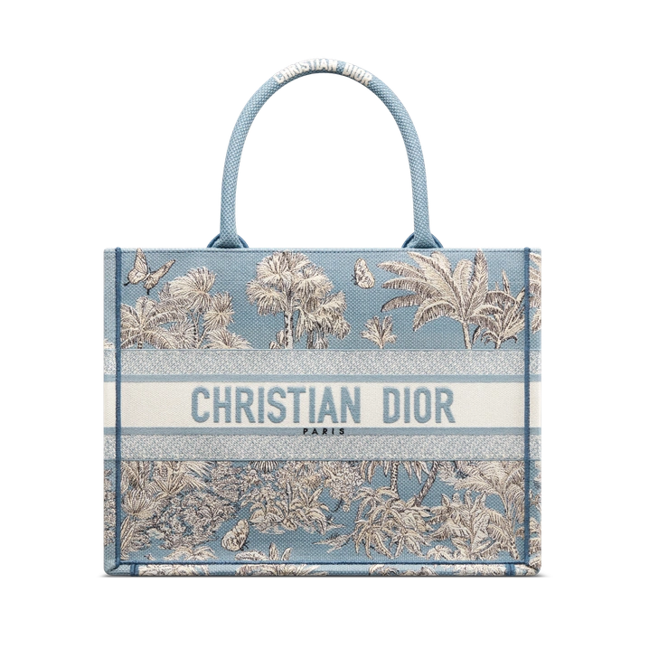 Medium Book Tote Celestial Blue and White Toile de