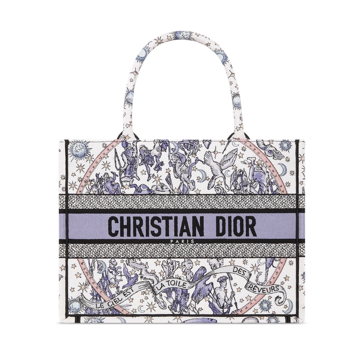 Lucky Medium Book Tote White and Blue Night of
