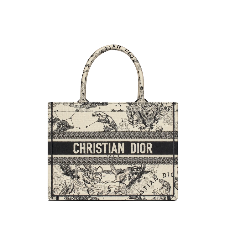 Medium Book Tote Latte and Black Zodiac