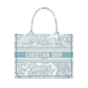 Medium Book Tote White and Celestial Blue Toile de