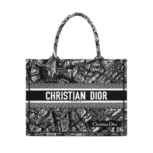 Medium Book Tote Black and White Plan de Paris