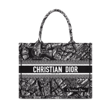 Medium Book Tote Black and White Plan de Paris