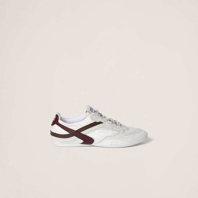 miumiu Gymnasium technical fabric and suede sneakers
