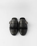 Shuffle fringed leather mules