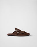 Shuffle fringed leather mules