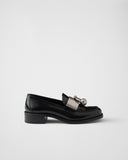 Brushed leather loafers with metal details