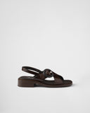Brushed leather sandals with buckle