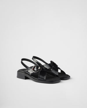  Brushed leather sandals with buckle