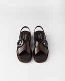 Brushed leather sandals with buckle