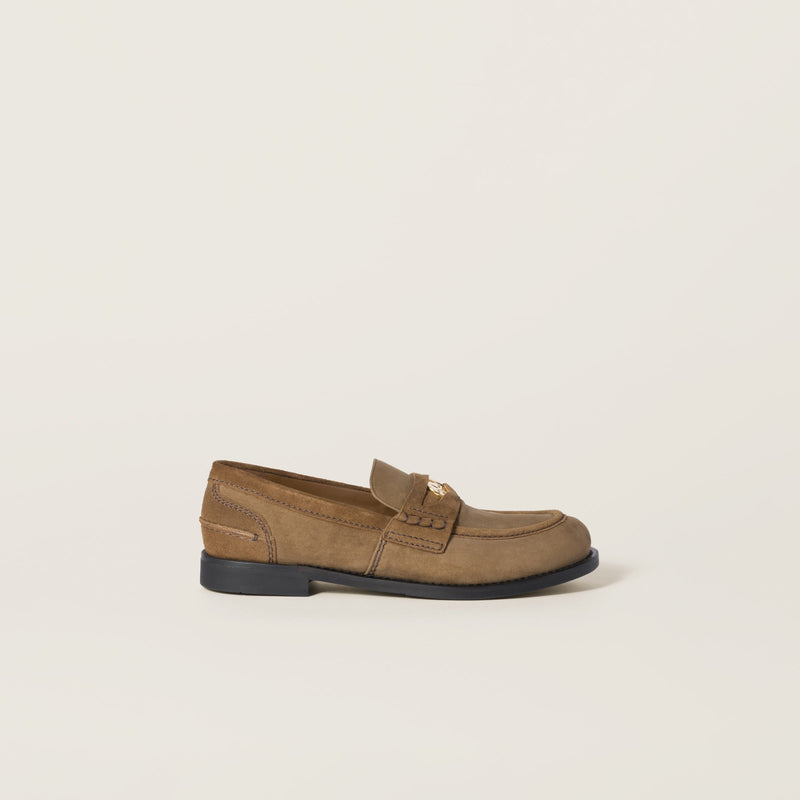 Velvet and suede Penny loafers brown