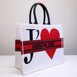 Book Tote Bag With Red Heart M1286