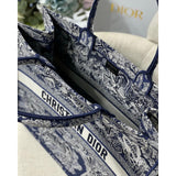 Book Tote Blue Toile de Jouy Reverse Embroidery M1286