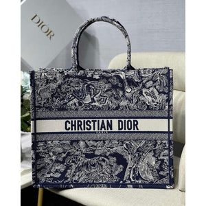   Book Tote Blue Toile de Jouy Reverse Embroidery M1286