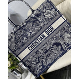 Book Tote Blue Toile de Jouy Reverse Embroidery M1286