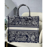 Book Tote Blue Toile de Jouy Reverse Embroidery M1286