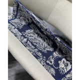 Book Tote Blue Toile de Jouy Reverse Embroidery M1286