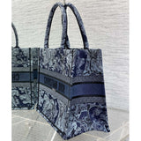 Book Tote Denim Blue Toile de Jouy Embroidery