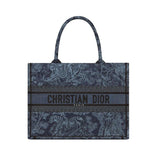 Book Tote Denim Blue Toile de Jouy Embroidery