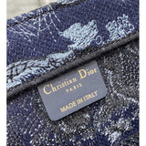 Book Tote Denim Blue Toile de Jouy Embroidery