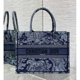 Book Tote Denim Blue Toile de Jouy Embroidery
