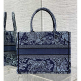 Book Tote Denim Blue Toile de Jouy Embroidery