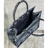 Book Tote Denim Blue Toile de Jouy Embroidery